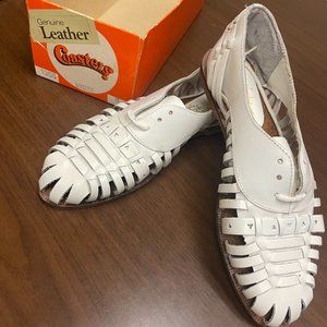 Mexican Huarache White Leather Coasters Shoes Sandals. Womens Size 8.